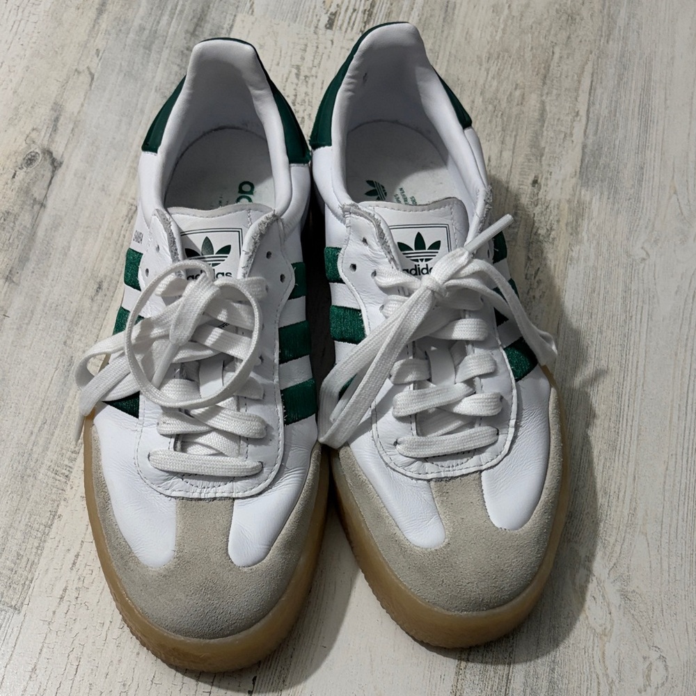 Adidas Samba White and Green Shoes Size 8.5 - Picture 5 of 13